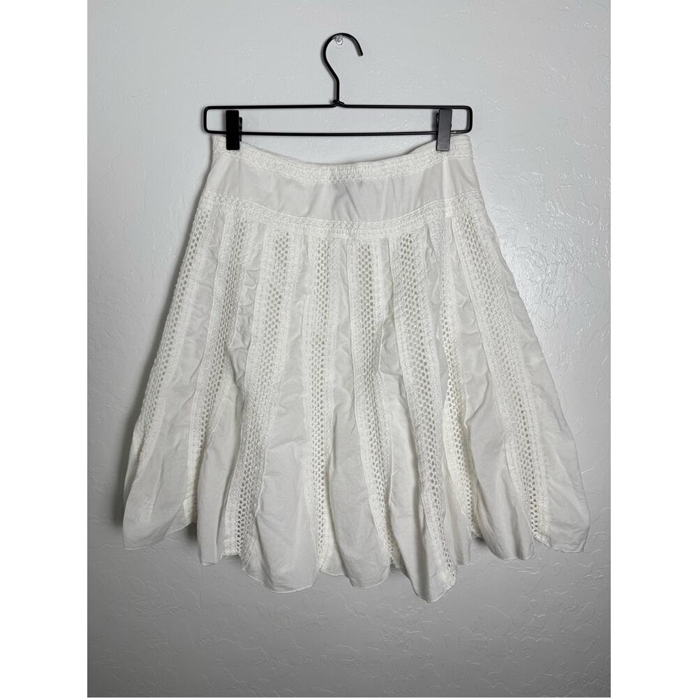 Y2K New York & Company White Open Knit Crochet Skater A-line Skirt - Picture 9 of 13